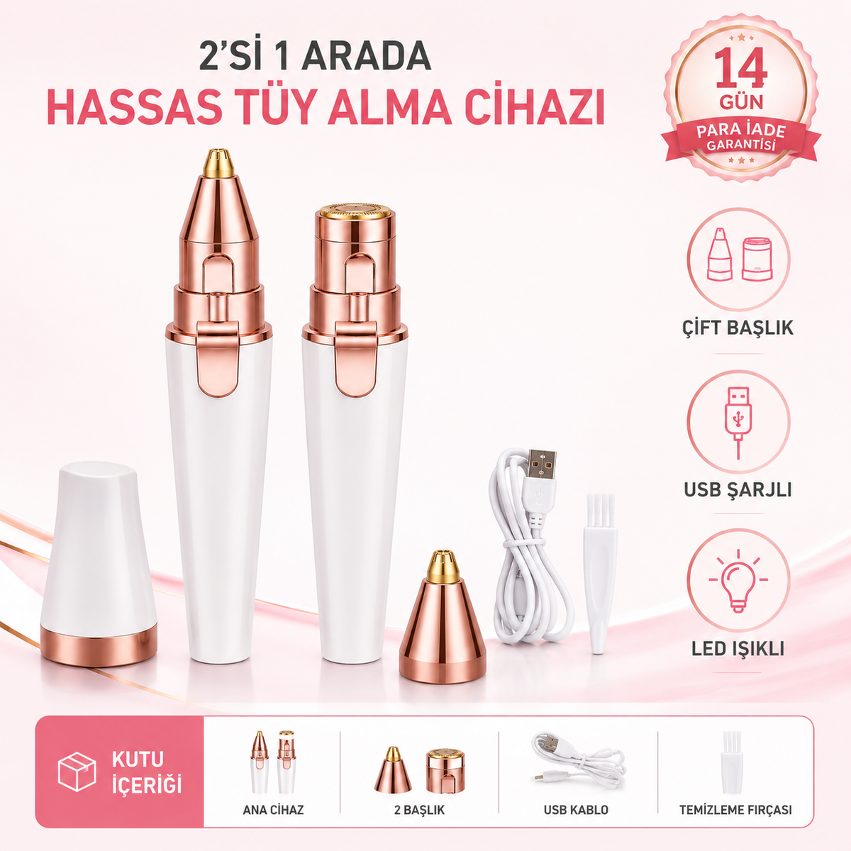 Arunela™ 2'si 1 Arada Yüz Tüy Epilatörü